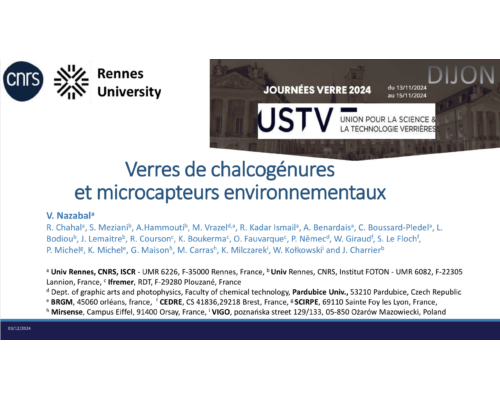 Verres de chalcogénures et microcapteurs environnementaux – V. Nazabal