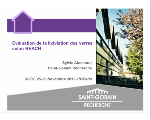 Evaluation de la lixiviation des verres selon REACH – S. Abensour