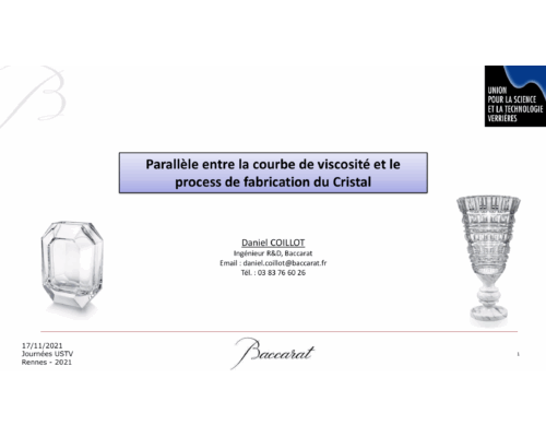 PARALLELE ENTRE LA COURBE DE VISCOSITE ET LE PROCESS DE FABRICATION DU CRISTAL – D. COILLOT (BACCARAT)