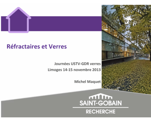 Réfractaires et Verres – M. Maquet