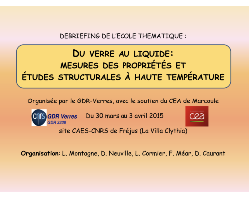 Débriefing de l’école « liquide haute-température » – D. Caurant