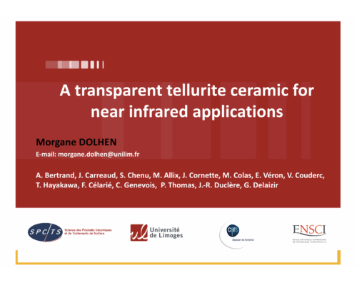 Une céramique tellurite transparente pour des applications dans le proche IR – Morgane Dohlen (SPCTS)