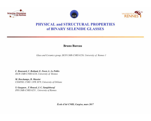Physical and structural properties of binary selenide glasses – B. Bureau