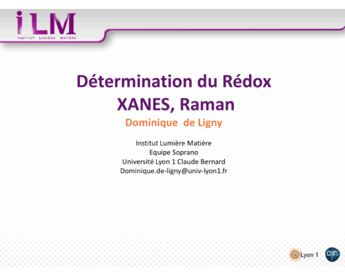 Détermination du Rédox XANES, Raman – D. de Ligny