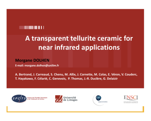 Une céramique tellurite transparente pour des applications dans le proche IR – Morgane Dohlen (SPCTS)