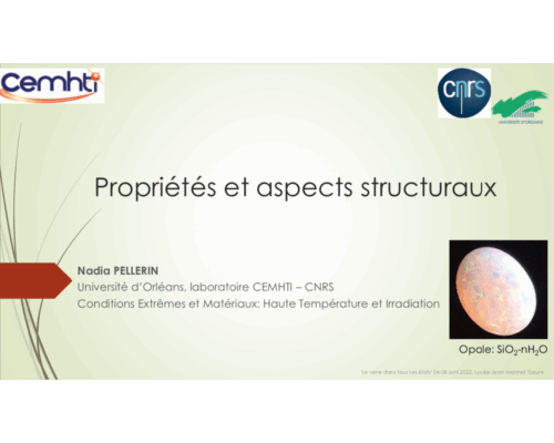 Propriétés et aspects structuraux – Nadia Pellerin