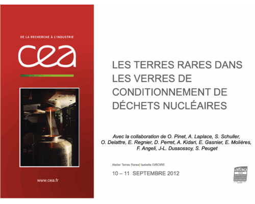 Les terres rares dans les verres de conditionnement de déchets nucléaires – I. Giboire
