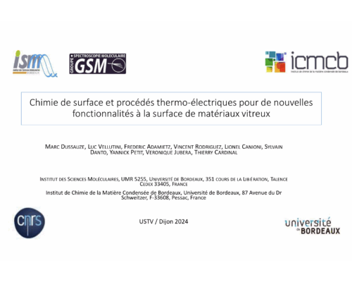 Chimie de surface et procédés thermo-électriques pour de nouvelles fonctionnalités à la surface de matériaux vitreux – M. Dussauze