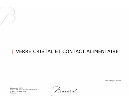 Verre cristal et contact alimentaire – J-J. Mesnil