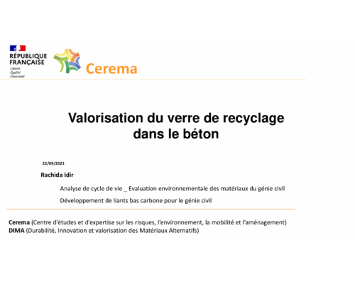VALORISATION DU VERRE DE RECYCLAGE DANS LE BETON – Rachida (IDIR)